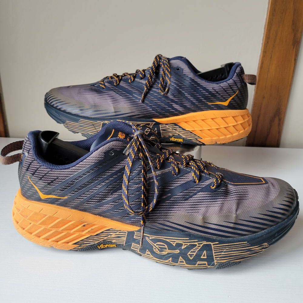 Hoka Men's Speedgoat 4 Running Shoes - Black and Orange Size 11